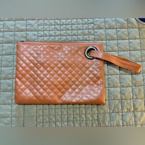 Quilted Tan Clutch Bag